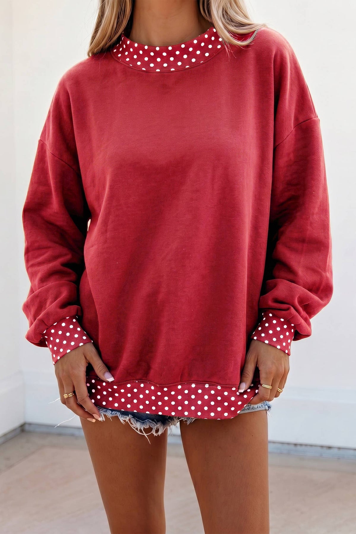 F/W26 HOT Polka Dot Mock Neck Sweatshirt | S-4X