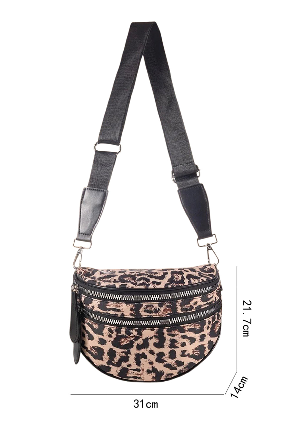 Light Grey Camouflage Print Double Zipper Crossbody Bag