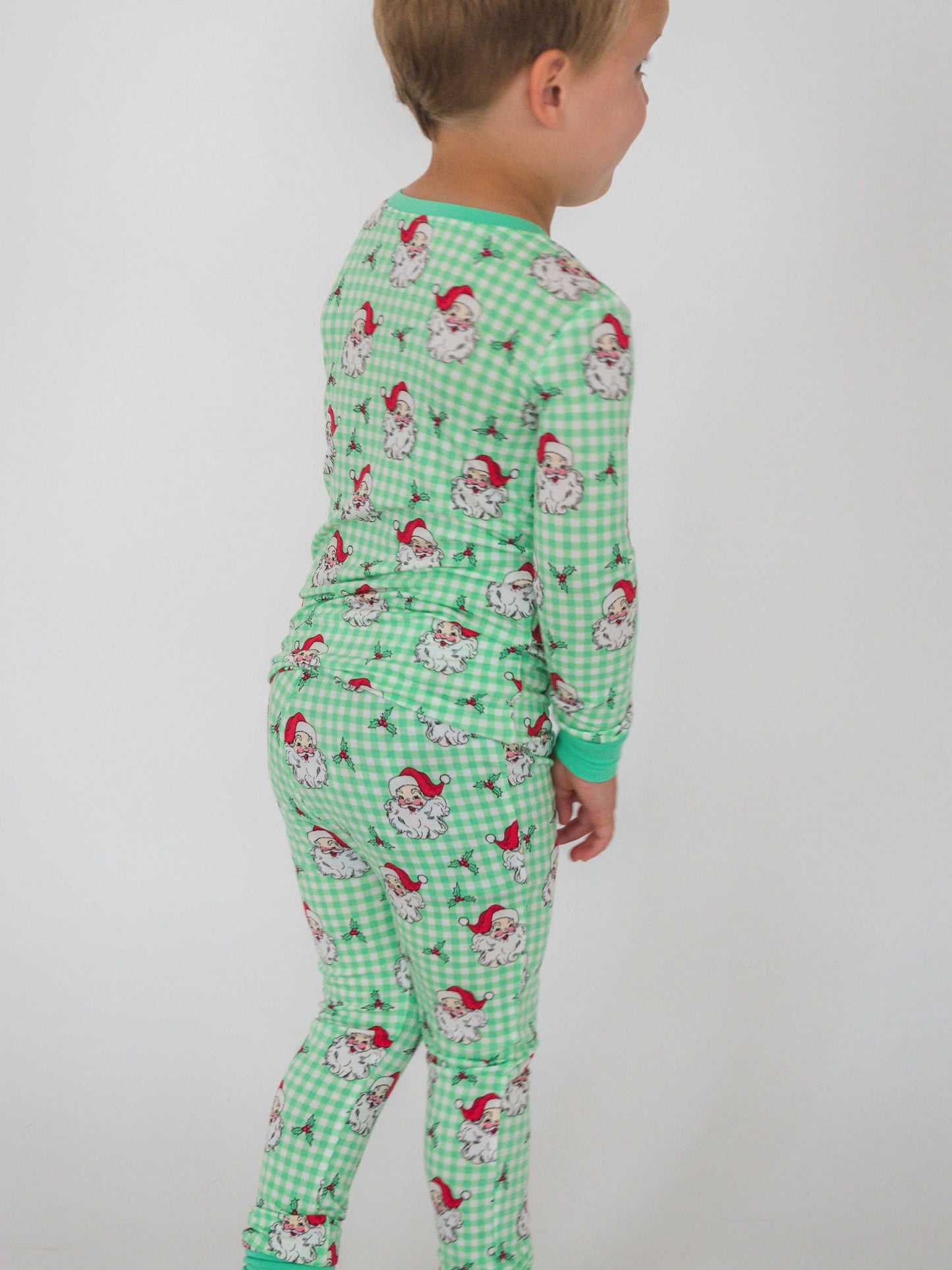 SoftSnooze™ Kids Bamboo Viscose Green Dear Santa Long Sleeve Pajama Set