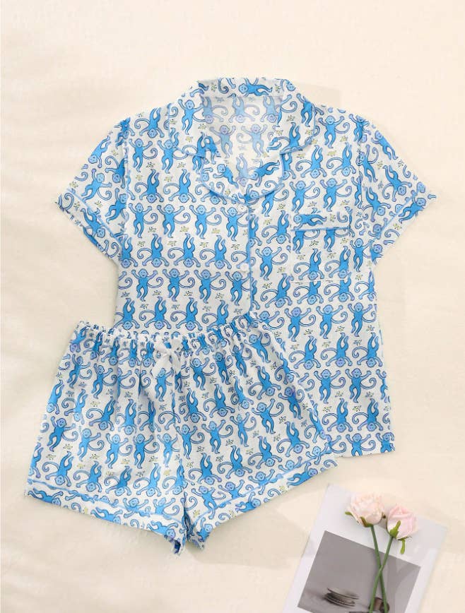 Cartoon Animal Print Comfy Sleepwear Set