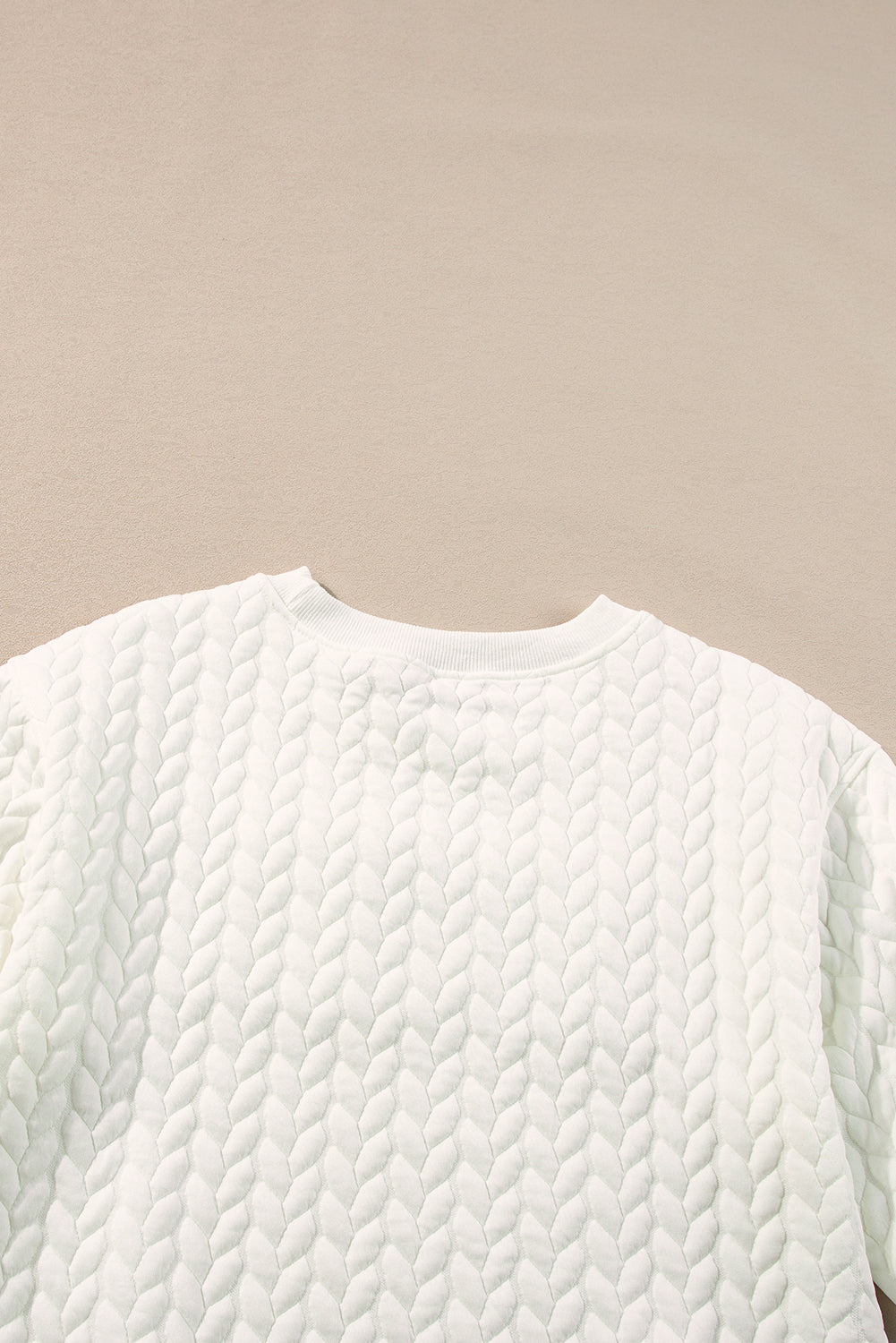 White XOXO Chenille Letter Patch Quilted Sweatshirt
