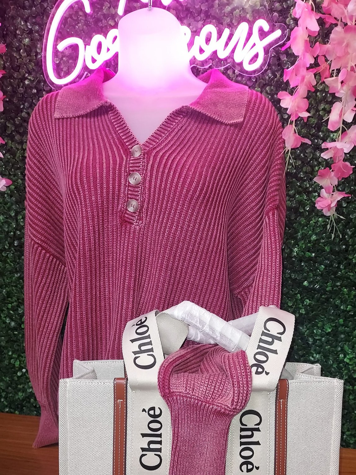 Washed collared Henley shirts sweater