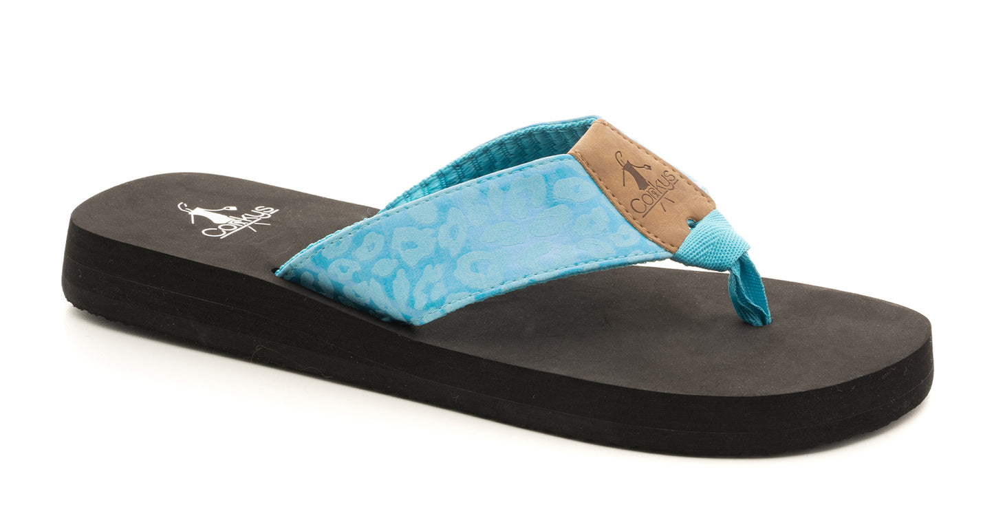 Corkys Ahoy Flip Flop - Blue Leopard