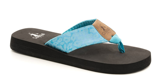 Corkys Ahoy Flip Flop - Blue Leopard