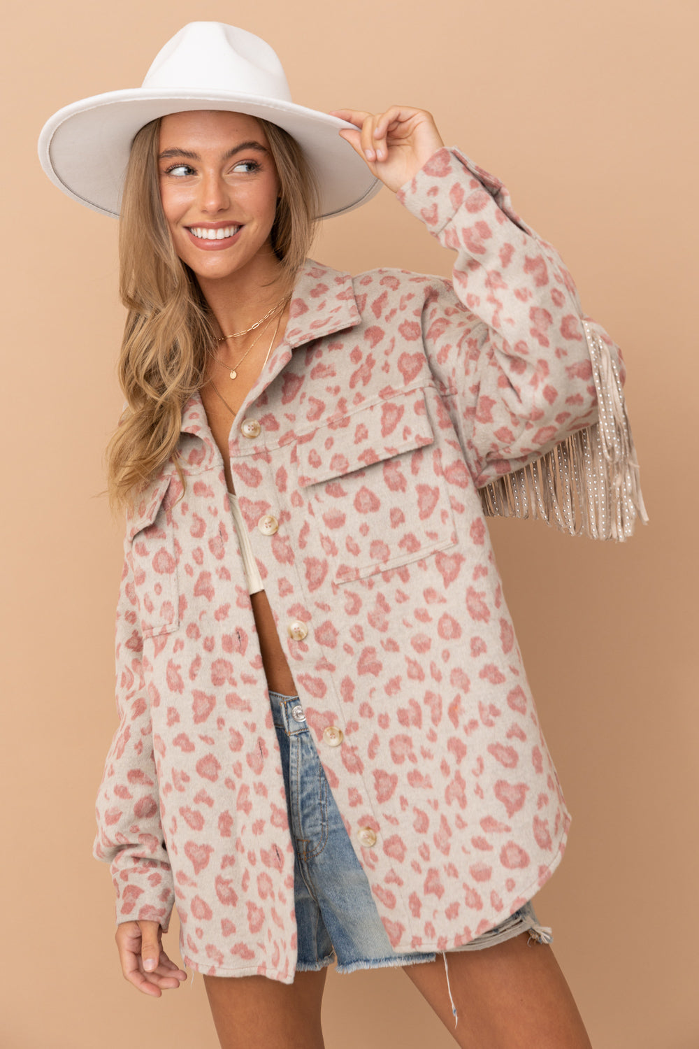 Shacket Blue B Leopard Fringe – coastalbabez