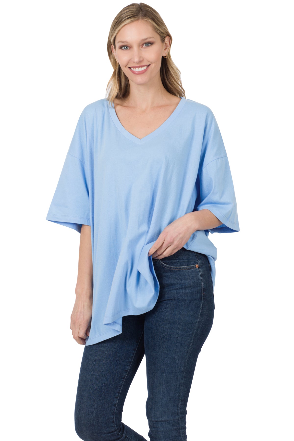 COTTON DROP SHOULDER BOYFRIEND BOX TEE