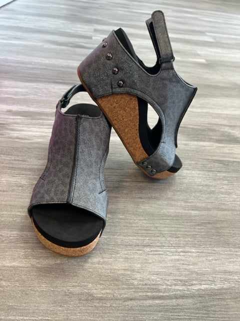 Corky's Carley shoe chocolate, Black Glitter, Silver Glitter, Charcoal leopard